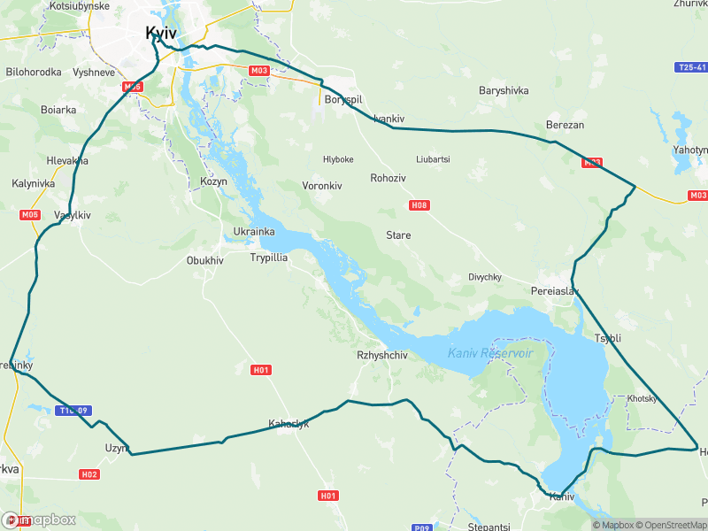 Попередній перегляд маршруту Тестовий заїзд Київ-Канів-Київ