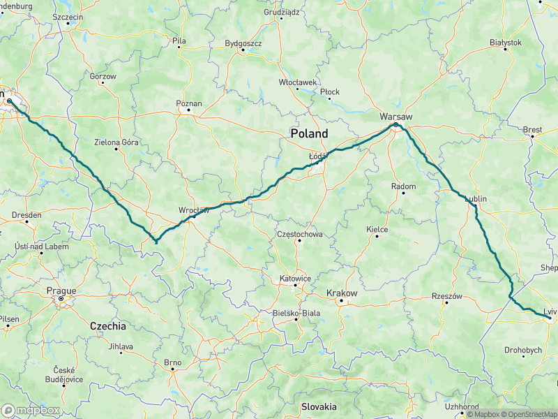 Попередній перегляд маршруту Through-Europe Charity Ride _ 3 09.2026 (Lviv-Berlin)